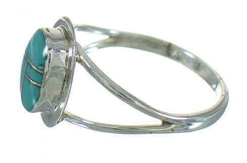 Sterling Silver Southwest Turquoise Inlay Ring Size 4-1/2 AX89119